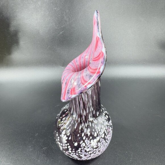 Vintage Hand Blown Art Glass Vase Jack In Pulpit Hand Made Studio Glass Vase VTG - Picture 15 of 16